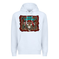 White merry christmas bull skull Premium Hoodie - RanaPortraitStore