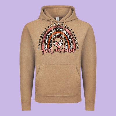 Girl Mama Western Leopard Rainbow Vintage Hoodie Designed By Jahusdesignshop