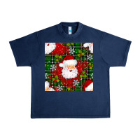 Navy Christmas Santa Claus Seamless Pattern Urban Heavy Tee - BundleAndBundleShop