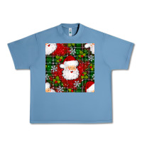 Pebble Blue Christmas Santa Claus Seamless Pattern Urban Heavy Tee - BundleAndBundleShop