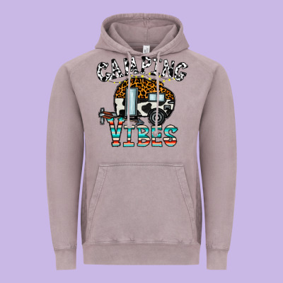 Camping Vibes Vintage Hoodie Designed By Cowhidedigitalart