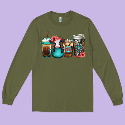 Baby Calf Coffee Cups Long Sleeve Tee Designed By Jasminsmagicworld