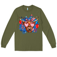 Army Green western america cow Long Sleeve Tee - JahusDesignShop