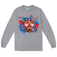 Heather Grey western america cow Long Sleeve Tee - JahusDesignShop