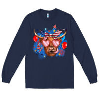 Navy western america cow Long Sleeve Tee - JahusDesignShop