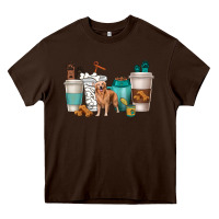 Chocolate Brown golden retriever dog coffee cups Heavy Core Tee - texasbilliewilder