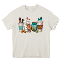 Cream golden retriever dog coffee cups Heavy Core Tee - texasbilliewilder