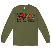 Army Green Peace love western christmas trees Long Sleeve Tee - Jasminsmagicworld