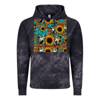 Cloud Black sunflower cowhide mom seamless pattern Vintage Hoodie - HRA Design Shop