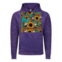 Cloud Purple sunflower cowhide mom seamless pattern Vintage Hoodie - HRA Design Shop