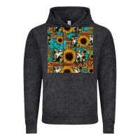 Sunflower Cowhide Mom Seamless Pattern Vintage Hoodie | Teevron