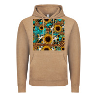 Vintage Coffee sunflower cowhide mom seamless pattern Vintage Hoodie - HRA Design Shop