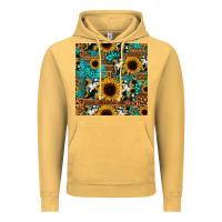 Vintage Mustard sunflower cowhide mom seamless pattern Vintage Hoodie - HRA Design Shop
