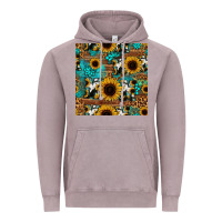 Vintage Zinc sunflower cowhide mom seamless pattern Vintage Hoodie - HRA Design Shop
