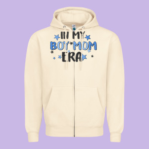 In My Boy Mom Era Zipper Hoodie Designed By Maliassmallbusiness