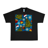 Black christmas trees and bells seamless pattern Urban Heavy Tee - BundleAndBundleShop