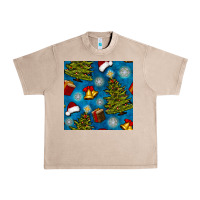 French Oak christmas trees and bells seamless pattern Urban Heavy Tee - BundleAndBundleShop