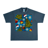 Midnight Navy christmas trees and bells seamless pattern Urban Heavy Tee - BundleAndBundleShop