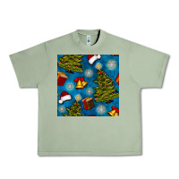 Oil Green christmas trees and bells seamless pattern Urban Heavy Tee - BundleAndBundleShop