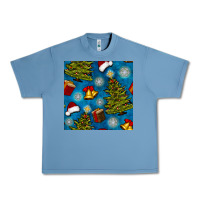Pebble Blue christmas trees and bells seamless pattern Urban Heavy Tee - BundleAndBundleShop