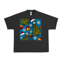 Pigment Black christmas trees and bells seamless pattern Urban Heavy Tee - BundleAndBundleShop