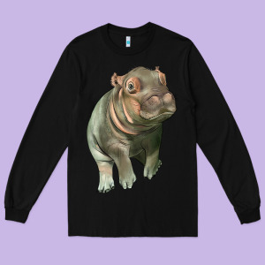 Baby Hippo Long Sleeve Tee Designed By Lillyallendesigns