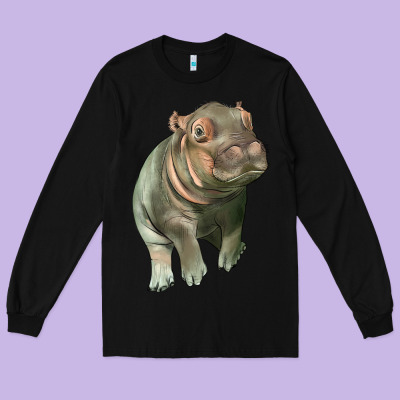 Baby Hippo Long Sleeve Tee Designed By Lillyallendesigns