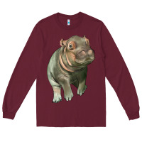 Burgundy baby hippo Long Sleeve Tee - LillyAllenDesigns