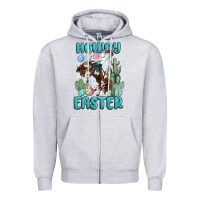 Heather Grey howdy easter Zipper Hoodie - MaliasSmallBusiness