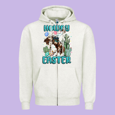 Howdy Easter Zipper Hoodie Designed By Maliassmallbusiness