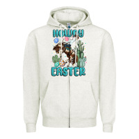 Oatmeal Heather howdy easter Zipper Hoodie - MaliasSmallBusiness