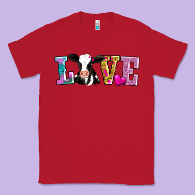 Love With Cow Classic Tee Designed By Adodesignshop