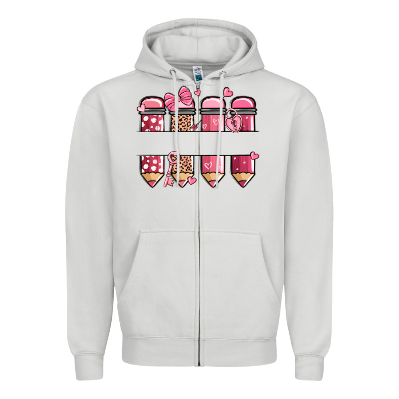Custom Name Valentine's Day School Pencils Zipper Hoodie by MaliasSmallBusiness | Teevron