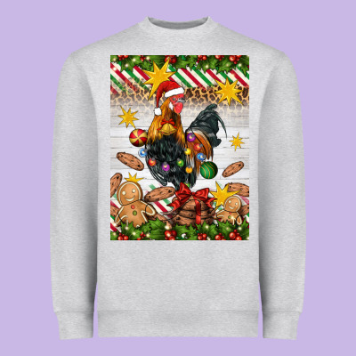 Christmas Rooster Heavyweight Sweatshirt Designed By Artiststas