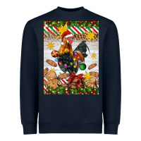 Navy Christmas rooster Heavyweight Sweatshirt - Artiststas