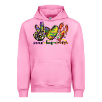 Fuchsia Pink peace love crawfish mardi gras Urban Hoodie - CowGirlArtShop