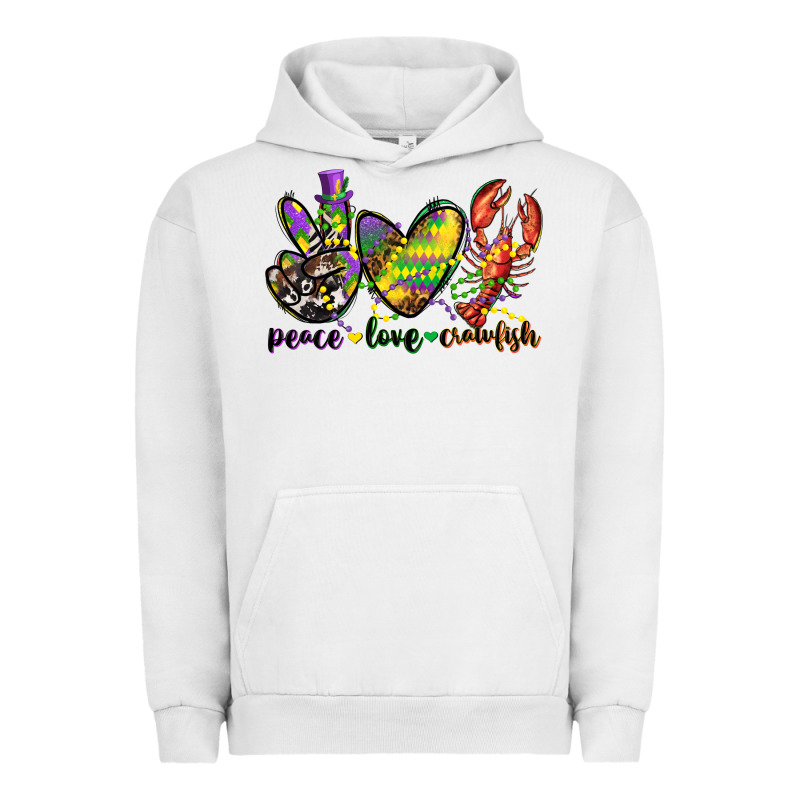 Peace Love Crawfish Mardi Gras Urban Hoodie by CowGirlArtShop | Teevron
