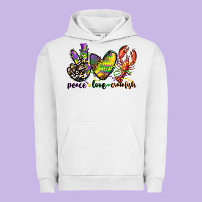 Peace Love Crawfish Mardi Gras Urban Hoodie Designed By Cowgirlartshop