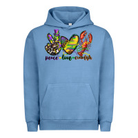 Pigment Pebble Blue peace love crawfish mardi gras Urban Hoodie - CowGirlArtShop
