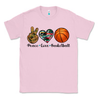 Bubblegum Pink peace love basketball Classic Tee - Artiststas
