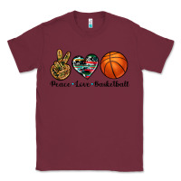 Burgundy peace love basketball Classic Tee - Artiststas