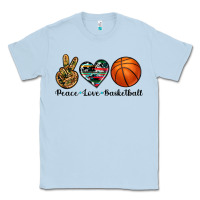Dusty Blue peace love basketball Classic Tee - Artiststas