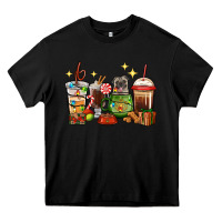 Black Christmas coffee cups with Pug Heavy Core Tee - RanaPortraitStore