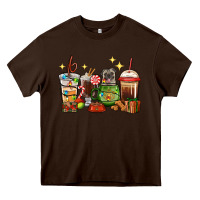 Chocolate Brown Christmas coffee cups with Pug Heavy Core Tee - RanaPortraitStore
