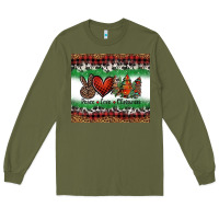 Army Green Peace Love Christmas Trees Long Sleeve Tee - Jasminsmagicworld