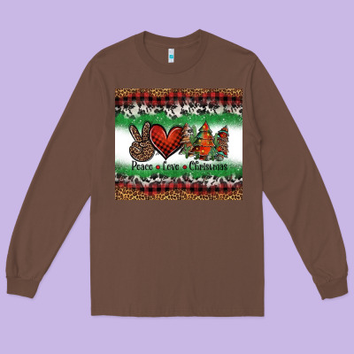 Peace Love Christmas Trees Long Sleeve Tee Designed By Jasminsmagicworld