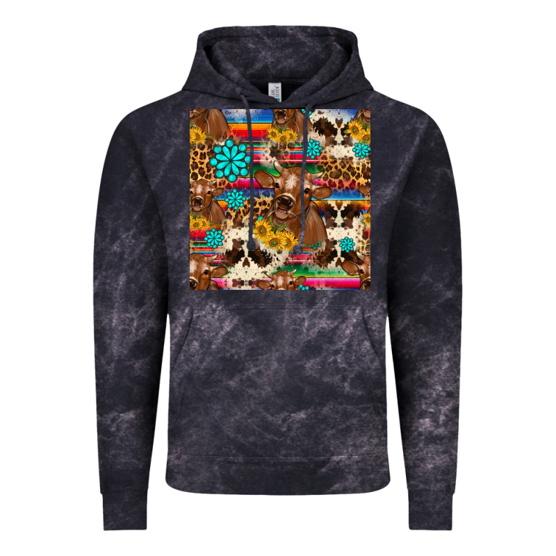 Western Sunflower Bucket Cow Seamless Pattern Vintage Hoodie by HRA Design Shop | Teevron