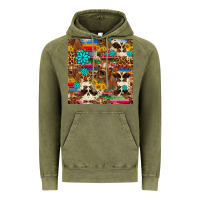 Vintage Olive western sunflower bucket cow seamless pattern Vintage Hoodie - HRA Design Shop
