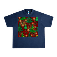 Navy christmas trees seamless pattern Urban Heavy Tee - BundleAndBundleShop