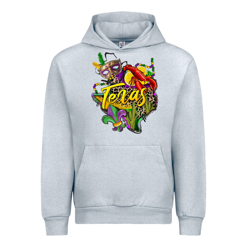 Texas Map Mardi Gras Urban Hoodie by CowGirlArtShop | Teevron